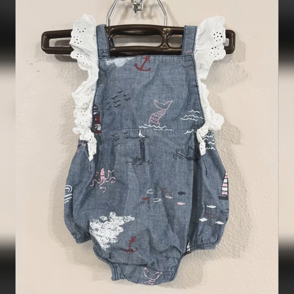 Mud Pie Denim Baby Romper
